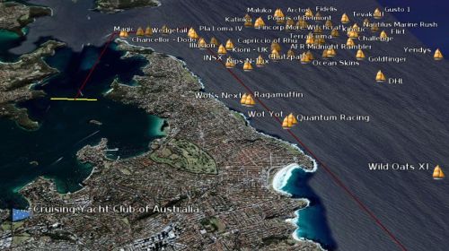 Tracking the Sydney to Hobart in Google Earth; Creative Commons licence doesn't apply to this image