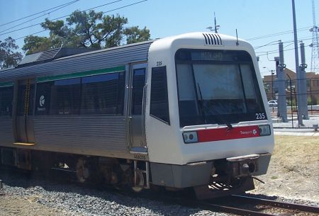 A train at East Perth Station