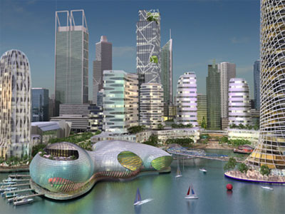 Artist's impression of the proposed Perth foreshore development; Creative Commons licence does not apply to this image.