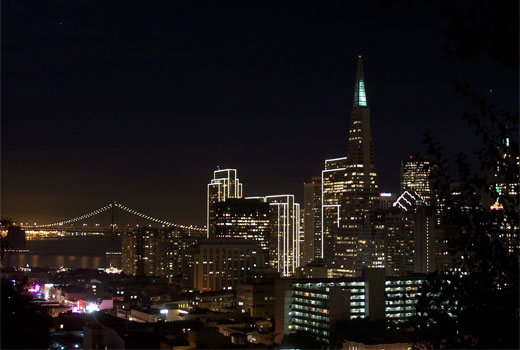 [buildings in San Francisco at night]